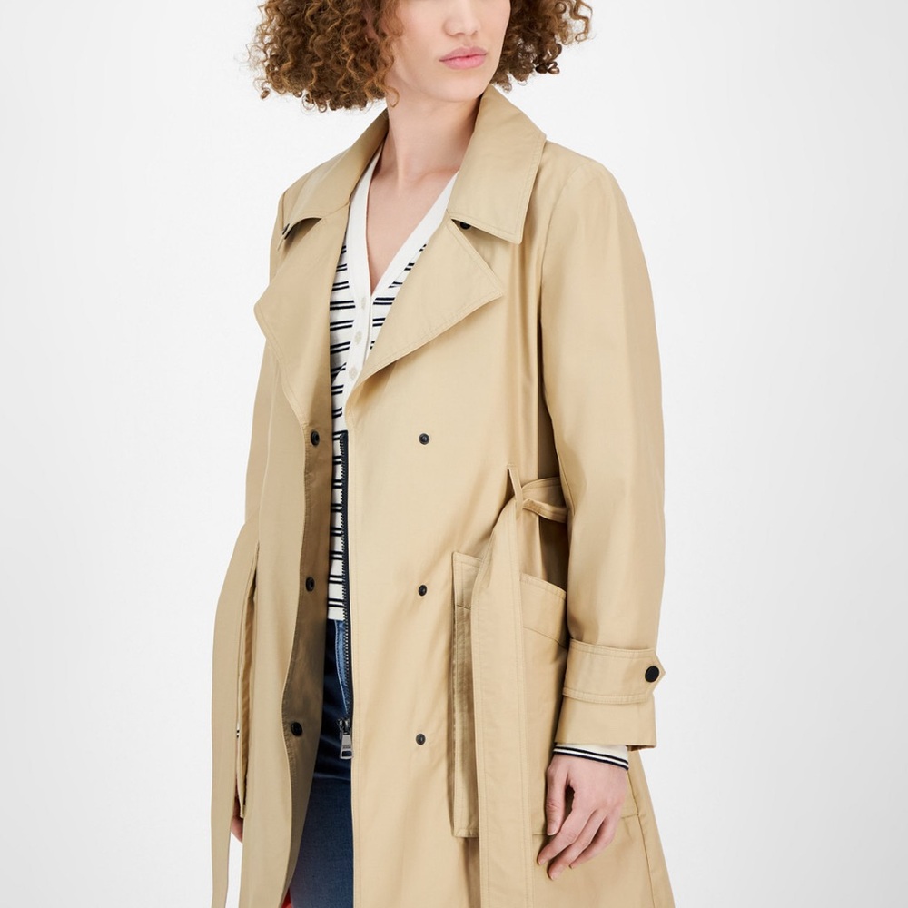 DKNY Women's Belted Tan Trench Coat